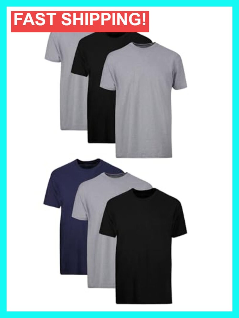 Men's Cotton Undershirt Multipack - 6 Pack, Crew Neck, Short Sleeve